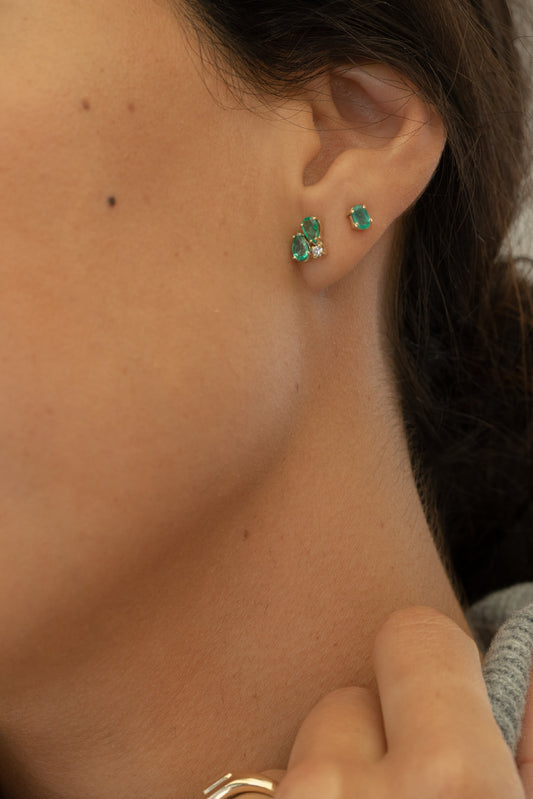 Aretes Doble Gota con Diamante